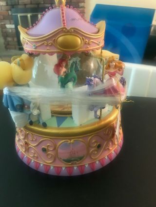 Disney Multi Princess Carousel Snowglobe Ariel Cinderella Snow White Aurora Bell