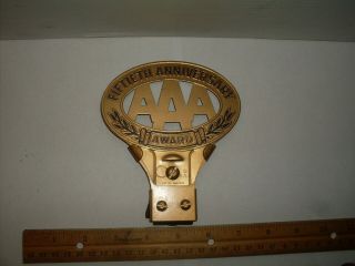 Aaa " 50th Anniversary Award " License Plate Topper Attachment