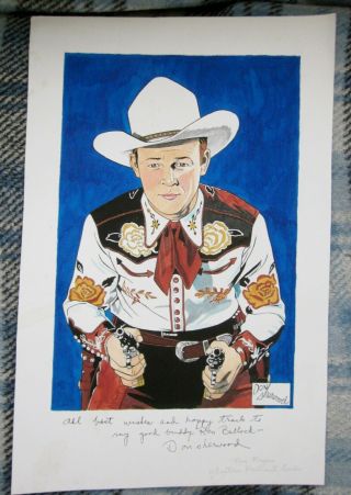 Orig.  Don Sherwood Painting Illustration Cowboy Roy Rogers Portrait 12 " X18.  5 "