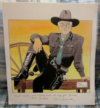 Orig.  Don Sherwood Painting Illustration Art Hopalong Cassidy Portrait 15 " X17 "
