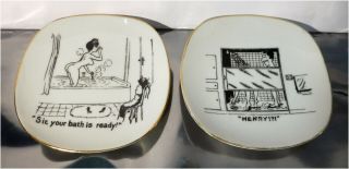 Vintage,  Ceramic Trinket Dish / Ash Tray,  Naughty Comics,  Erotic Scene,  Japan