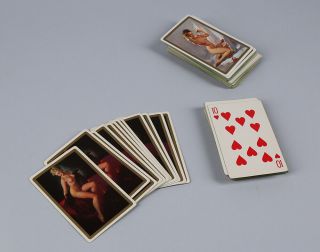 Vintage Cased Double Deck Nude Gil Elvgren B&B Pin - Up Girl Playing Cards Fine, 3