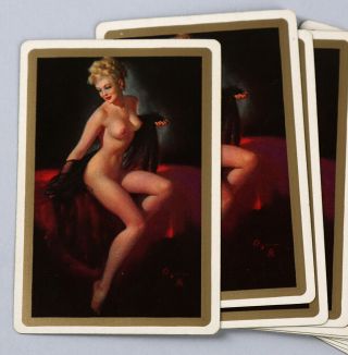 Vintage Cased Double Deck Nude Gil Elvgren B&B Pin - Up Girl Playing Cards Fine, 4