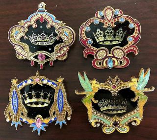 Sleeping Beauty Castle Crown Set Of 4 Disney Wdi Pin Jeweled Le 500 1000 Rare