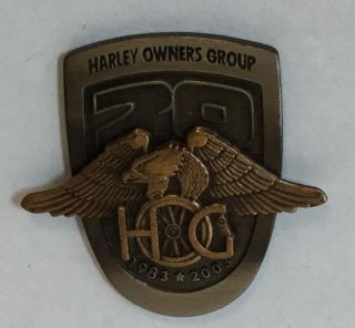 Harley Davidson Motorcycle Hog Hat Vest Jacket Pin 2003 20th Anniversay