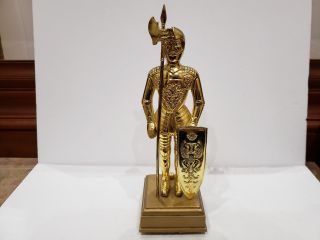 Metal Gold Tone Figural Knight In Armor Table Cigarette / Cigar Butane Lighter