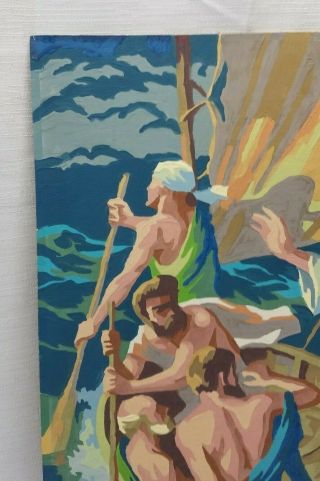 Vintage Paint By Numbers Oil Painting Jesus The Sea of Galilee Apostles Bible 2
