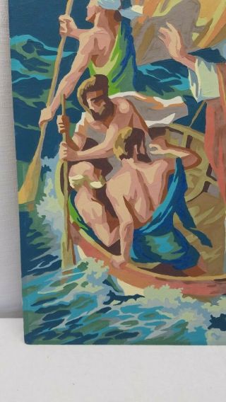 Vintage Paint By Numbers Oil Painting Jesus The Sea of Galilee Apostles Bible 5