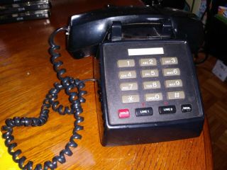 Rare/vtg Radio Shack Et181 Black 2 Line Push Button Table Top Phone/tested&works
