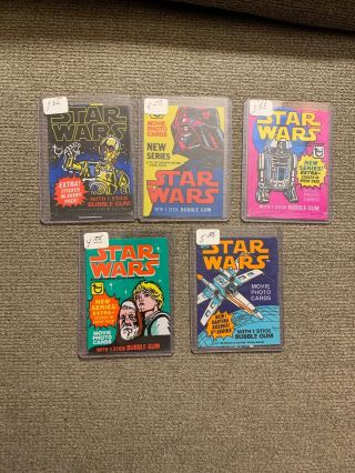 1977 Topps Star Wars Series 1,  2,  3,  4 & 5 Empty Wax Wrappers