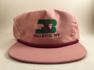 Burlington Northern Wyoming Cowboy Rr Vintage Cap Trucker Hat Adjustable Pink
