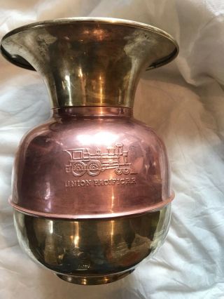 Vintage Union Pacific Railroad Brass And Copper Spittoon.  (heaterrom)