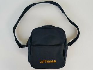 Lufthansa Vintage Carry - On Shoulder Bag Travel Bag Navy Blue Yellow Logo Name