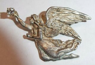 10k Gold Sterling Silver.  925 Diamond Angel Wings Pendant Necklace Ooak Custom