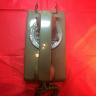 ANTIQUE WESTERN ELECTRIC BELL SYSTEM GREEN ROTARY WALL TELEPHONE 6
