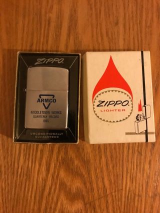 Vintage 1965 Armco Zippo Lighter W/original Box