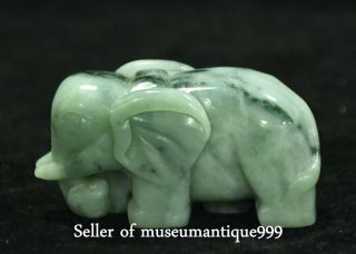 7cm Chinese Emerald Jadeite Jade Carving Feng Shui Elephant Animal Statue