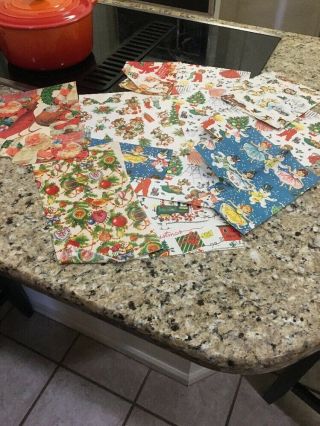 Vintage Christmas Wrapping Paper Small Scrapes Vintage
