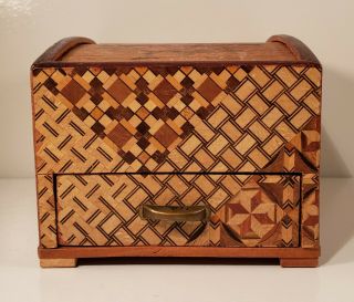 Vintage Made In Occupied Japan Wooden Cigarette Dispenser Box