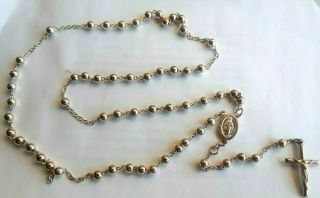 Sterling Silver.  925 Italian 26 Inch Rosary Beads Religious Christian