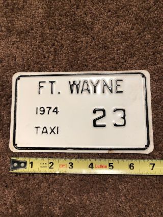 1974 Ft Wayne Indiana Taxi License Plate 23 Low Number