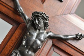 ⭐ Antique French Religious Wall Cross,  Crucifix,  19 Th Century⭐