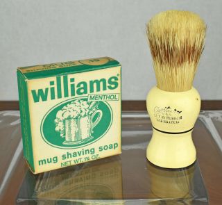 Vtg Nos Jb Williams Menthol Mug Shaving Soap W/ Shaving Brush