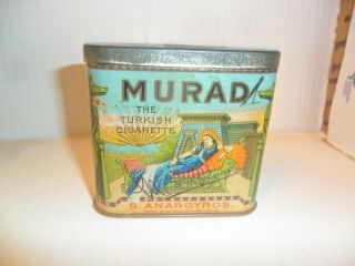 Vintage Advertising Murad Turkish Cigarette Tobacco Tin 3 " /3 "
