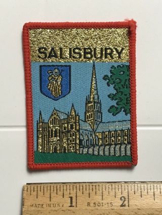 Salisbury Cathedral Church Blessed Virgin Mary England Uk Woven Badge Patch