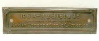 Vintage Rca Radiola 16 Part: Brass Radiola 16 Faceplate (with Screws)