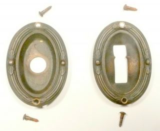 vIntage RCA RADIOLA 16 part: LEFT AND RIGHT BRASS FACEPLATES (with screws) 2