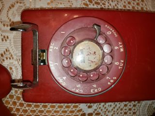 Vintage Western Electric Red Ruby Rotary Wall Phone Telephone Bell 2