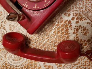 Vintage Western Electric Red Ruby Rotary Wall Phone Telephone Bell 4