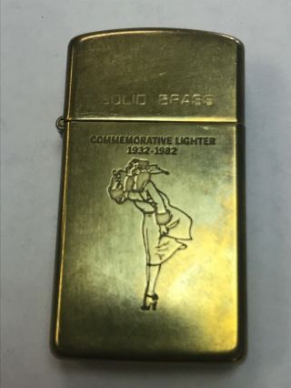 Vintage Zippo Lighter 1932 1982 Commemorative 50th Anniversary Solid Brass 3