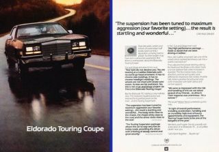 1983 Cadillac Eldorado Touring 2page Advertisement Print Art Car Ad A89