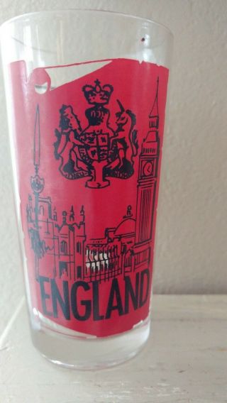 Pan Am Airlines England Cities Vintage Red Glass Mcm
