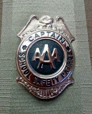 Vintage Aaa School Boy Safety Patrol Captain’s Badge Grammes Oblong Back