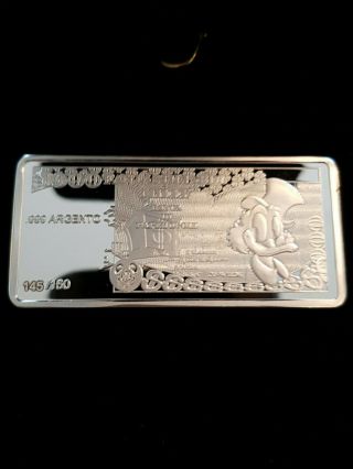 Extremely Rare Walt Disney Scrooge Mcduck Silver Banknote Le Of 150 Coin Bar