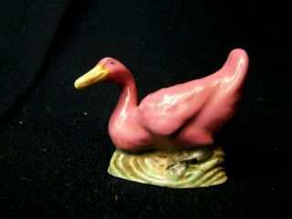 Chinese Export Pink Porcelain Or Shiwan Mud Bird Figurine