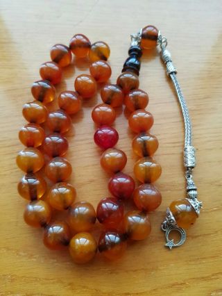 Faturan Rosary Amber German Yellow Bakelite Islamic Prayer Beads 55 Gr Tesbih