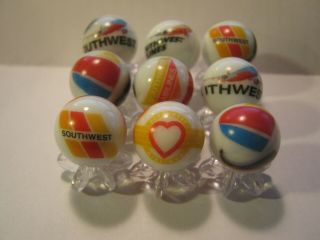 Southwest Airlines Glass Marbles 5/8 Size,  Stands