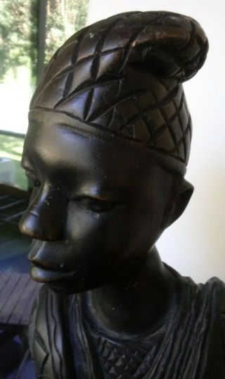 AFRICAN Vintage Dark Solid Wood 27 in.  Figure Statue heavy 2
