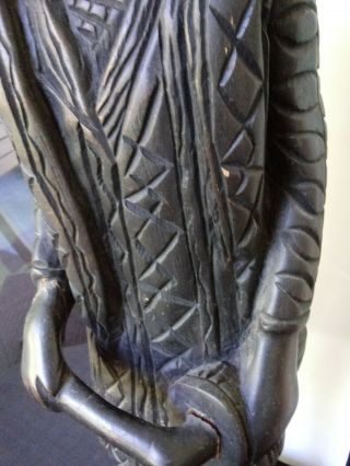 AFRICAN Vintage Dark Solid Wood 27 in.  Figure Statue heavy 5
