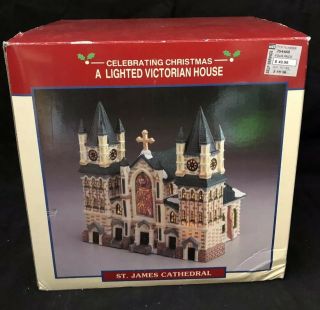 Vintage Lemax Lighted Victorian House St James Cathedral Church