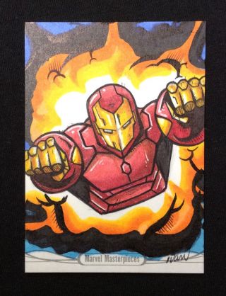 2016 Marvel Masterpieces Sketch Card Joe Jusko Ivan Rodriguez Iron Man Comic Art