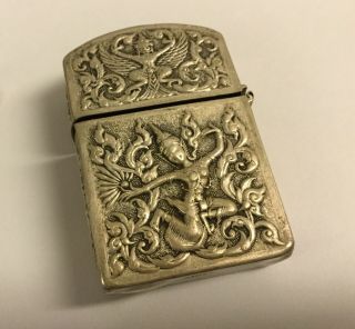 Vintage Siam (thailand) Sterling Silver Lighter With Zippo Insert