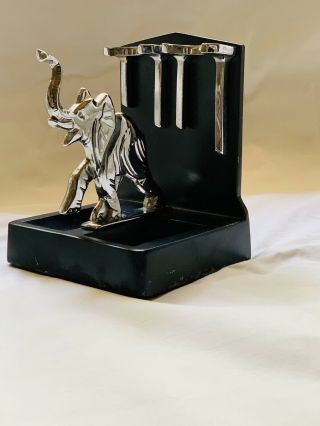 Rare Vintage Art Deco 30s Elephant Ronson Metal Chrome Pipe Holder Stand