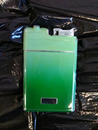 Vintage Evans Lighter Cigarette Case Combo,  Green Enamel,  Euc L@@k