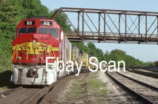 G: Orig Slide Atsf Santa Fe Warbonnet Fp45u 93,  3 W/train - Sibley Mo 1992
