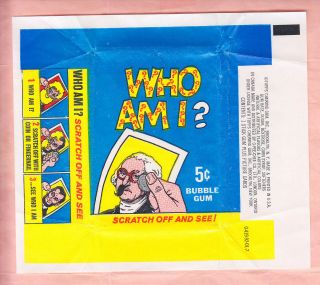 1967 Topps Who Am I ? 5 Cents Wax Wrapper Nm/mt